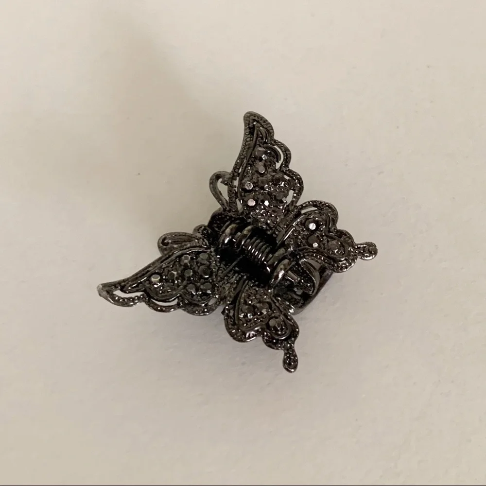 Gunmetal butterfly hair clip